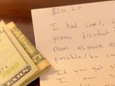 Hotel worker sparks debate sharing tip left by guest with Covid