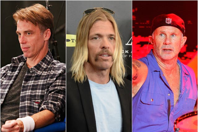 <p>(from left) Matt Cameron, Taylor Hawkins and Chad Smith</p>