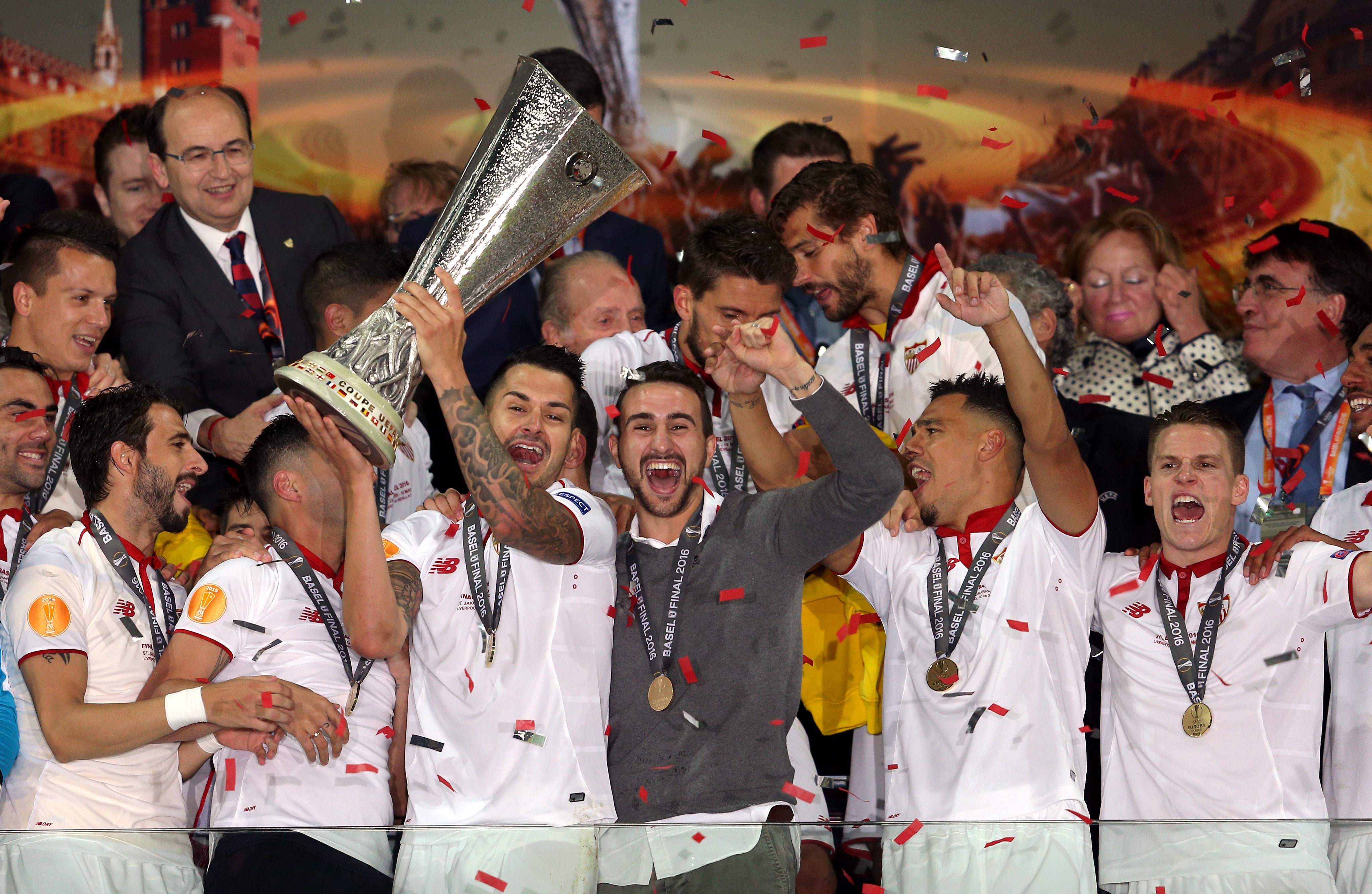 It was Sevilla’s third successive victory in the Europa League (David Davies/PA)