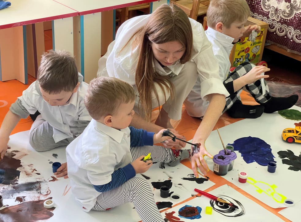 Lily Smirnova said the children at the orphanage are ‘inspired’ and ‘engaged’ by the art sessions she runs (Lily Smirnova/PA)
