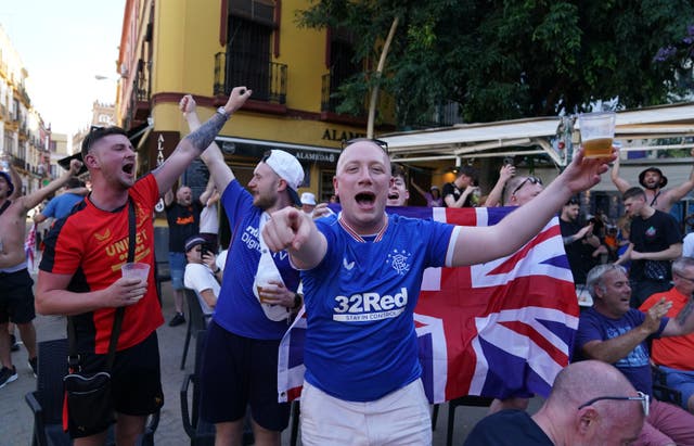 Rangers fans have flocked to Seville ahead of the Europa League final (Andrew Milligan/PA)
