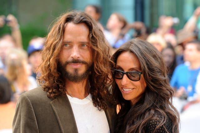 <p>Late Soundgarden and Audioslave frontman Chris Cornell photographed with his wife Vicky before his death in 2017 </p>
