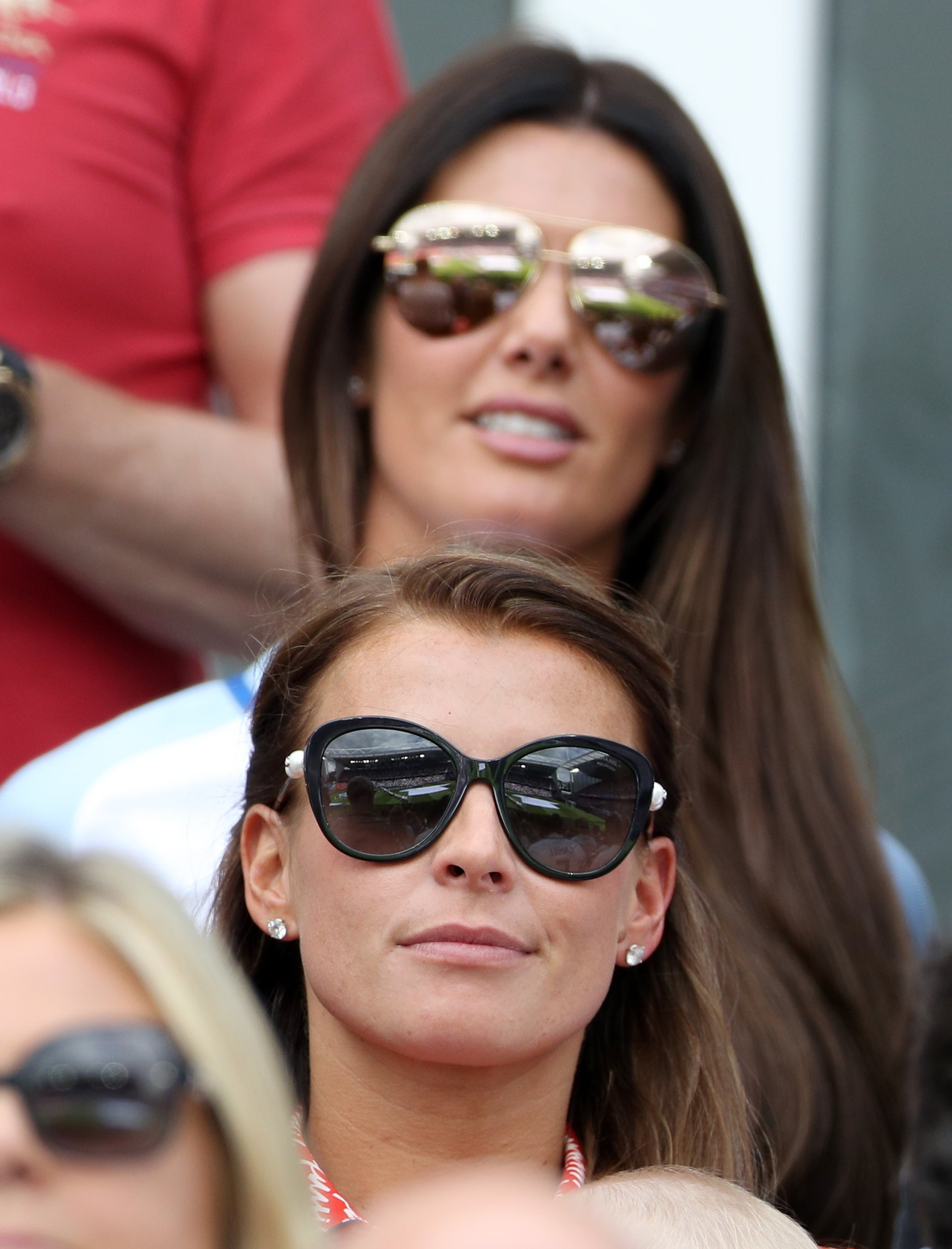 Coleen Rooney and Rebekah Vardy in the stands during the Euro 2016