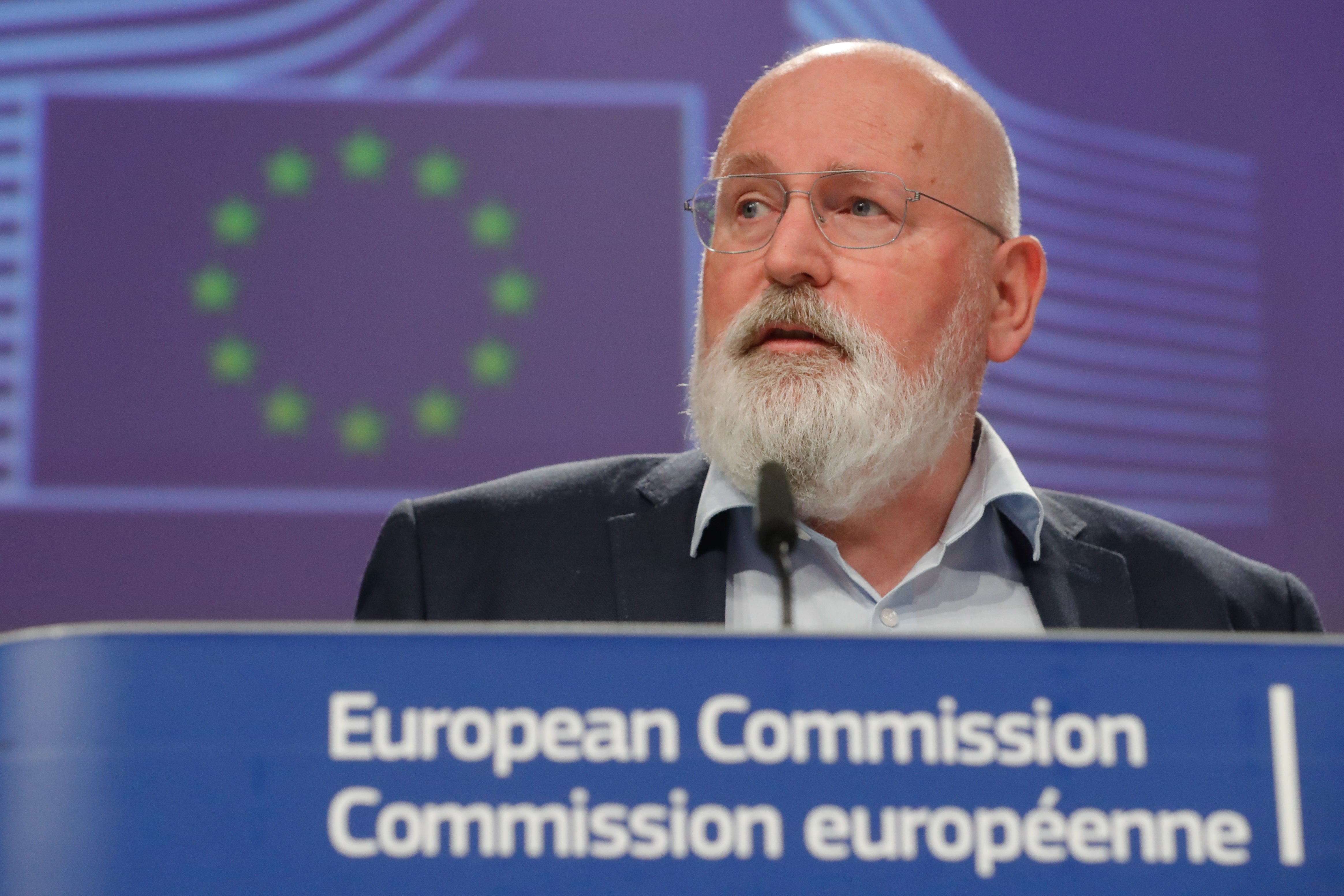 Frans Timmermans speaks at the press conference on Wednesday