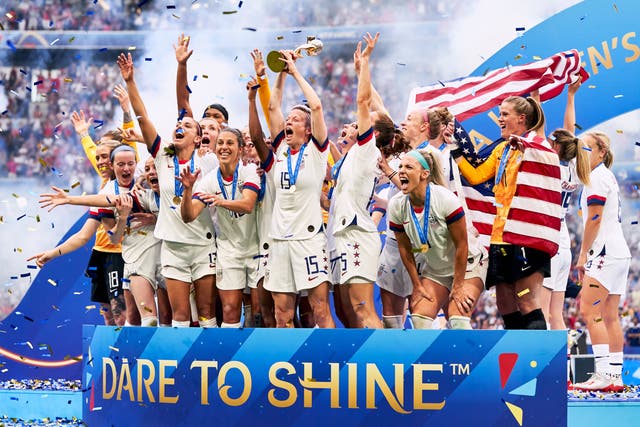 The US celebrate winning the 2019 Women’s World Cup (PA)