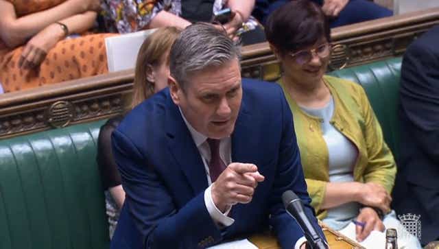 Labour leader Sir Keir Starmer speaking during Prime Minister’s Questions in the House of Commons (House of Commons/PA)