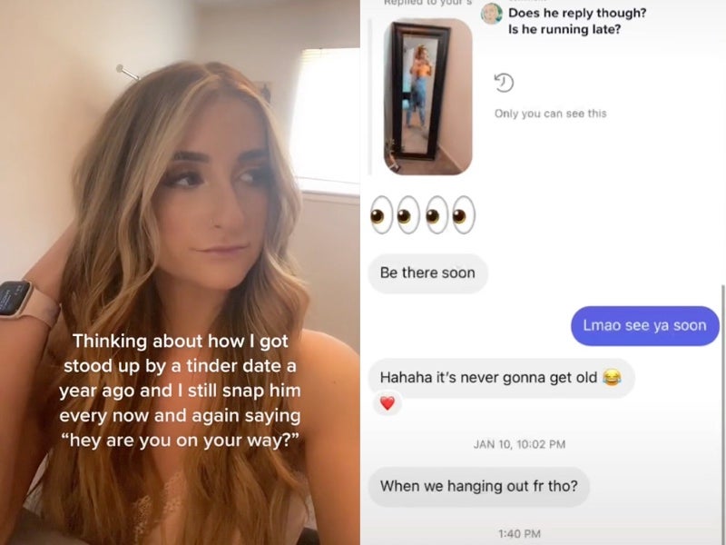 Woman reveals she still messages Tinder date who stood her up to ask if he is on his way