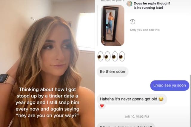 <p>Woman reveals she still messages Tinder date who stood her up to ask if he is on his way</p>