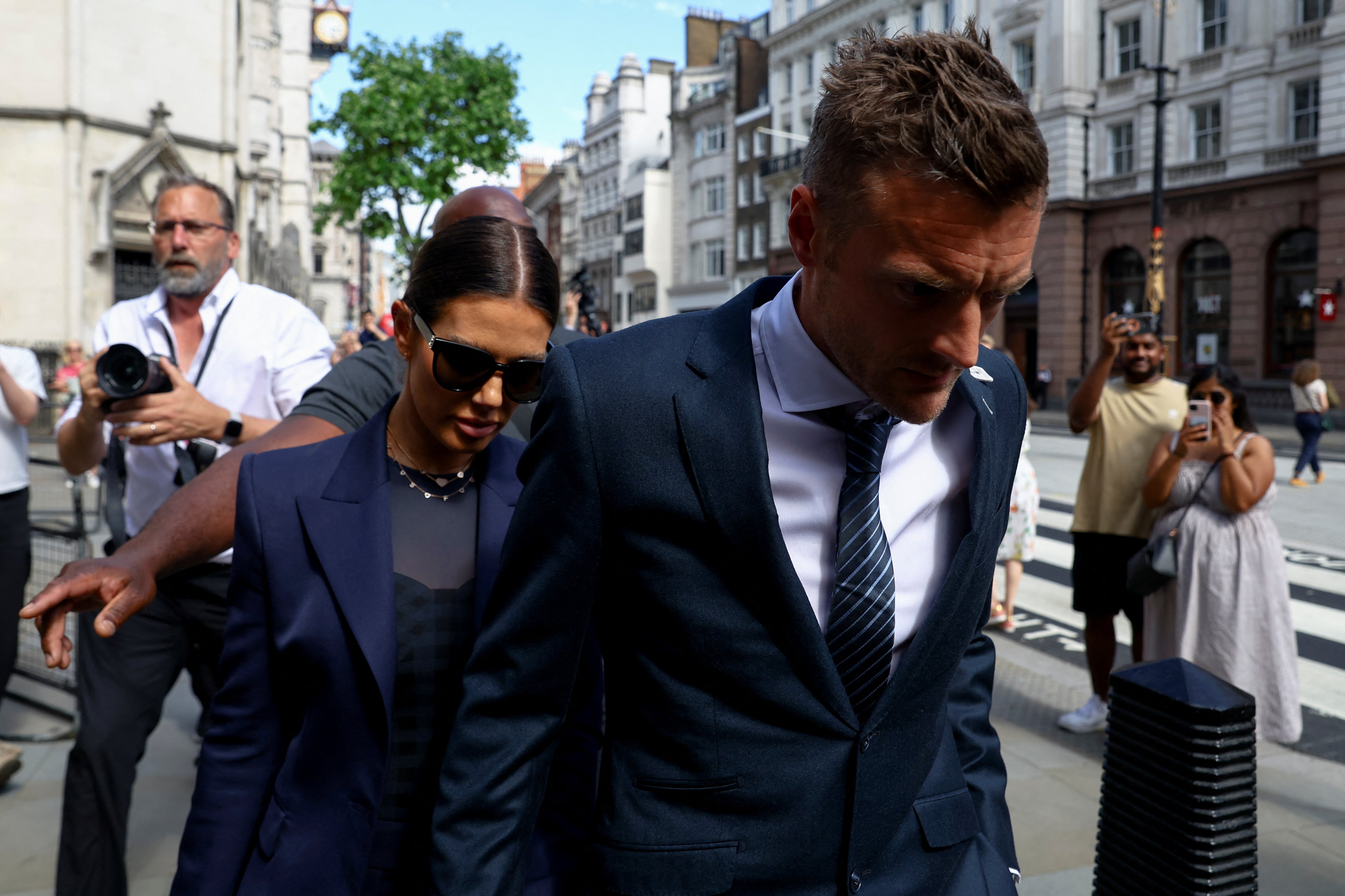 Jamie Vardy and his wife left the court early on Tuesday
