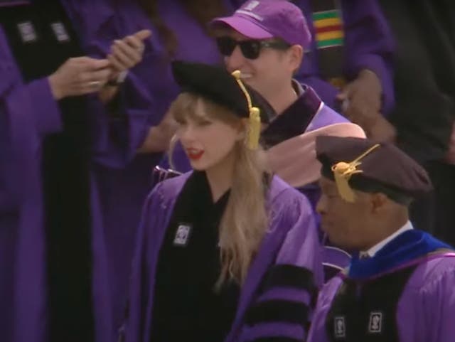 <p>Taylor Swift at Yankee Stadium for NYU commencement ceremony</p>