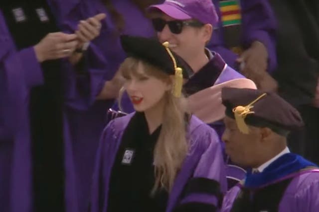 <p>Taylor Swift at Yankee Stadium for NYU commencement ceremony</p>