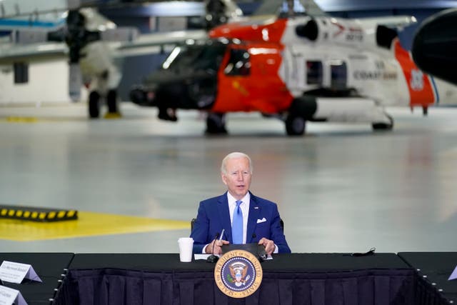 <p>President Joe Biden speaks during a briefing on preparing for and responding to hurricanes this season at Andrews Air Force Base</p>