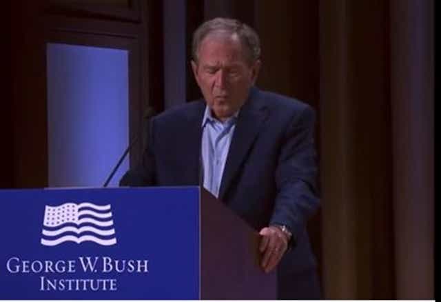<p>George W Bush at the presidential centre in Dallas, Us</p>