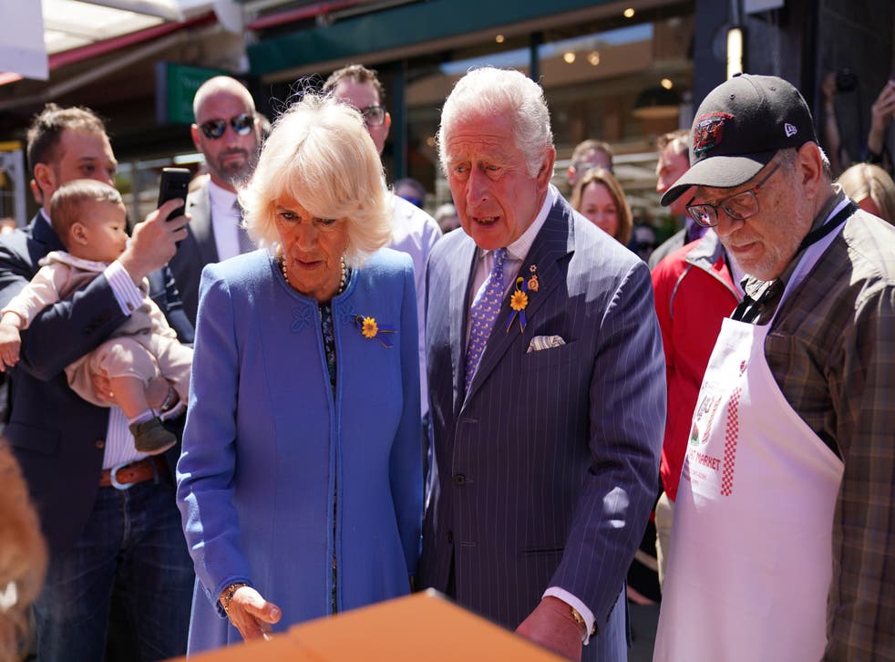 The Prince of Wales and Duchess of Cornwall visit local market producers and merchants at ByWard Market in Ottawa, during their three-day trip to Canada to mark the Queen’s Platinum Jubilee (PA)