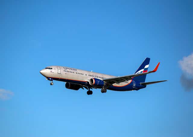 A Aeroflot Airlines Boeing 737 plane lands at Heathrow Airport in West London (PA)