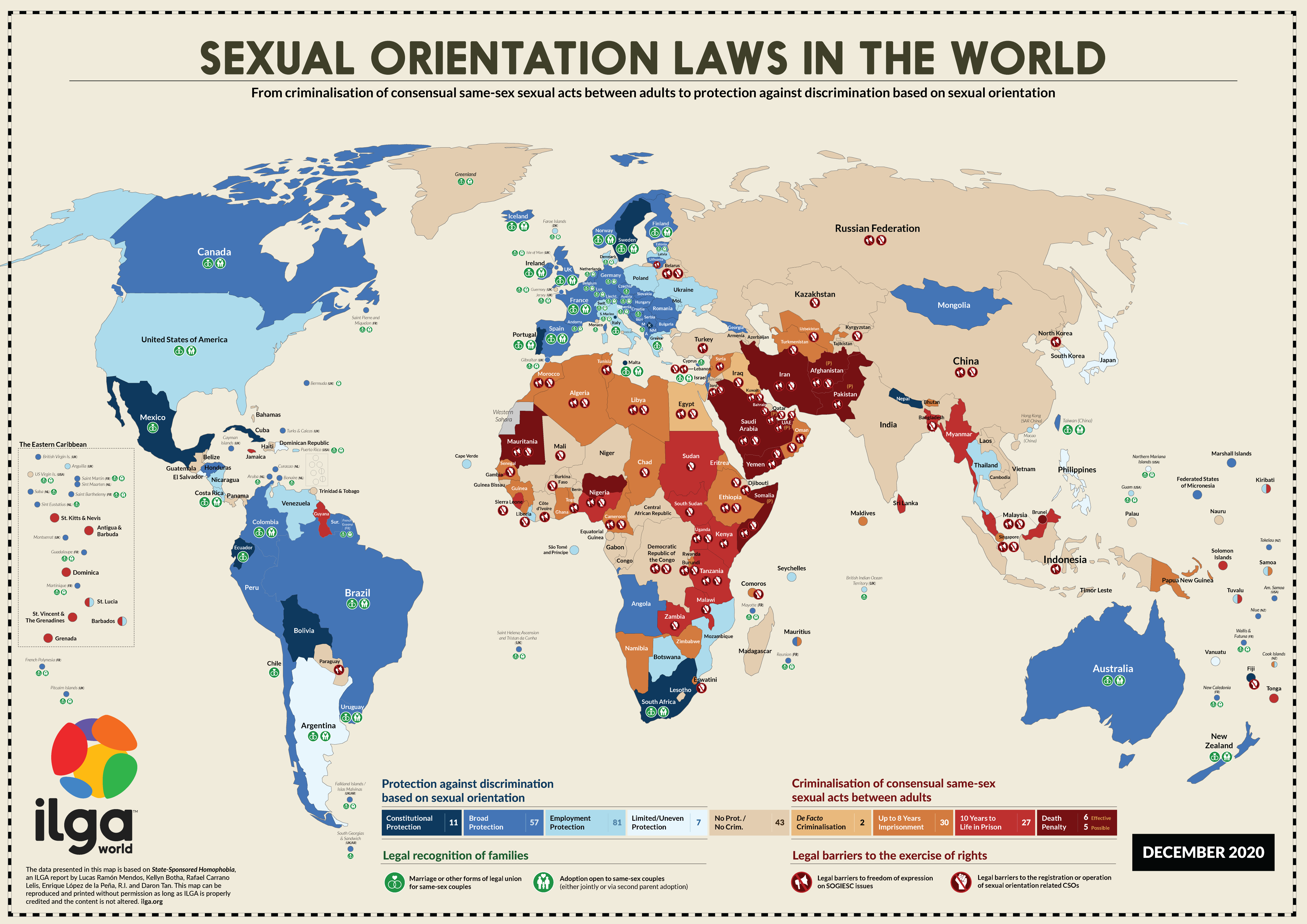 The International Lesbian, Gay, Bisexual, Trans and Intersex Association’s map of sexual orientation laws across the world
