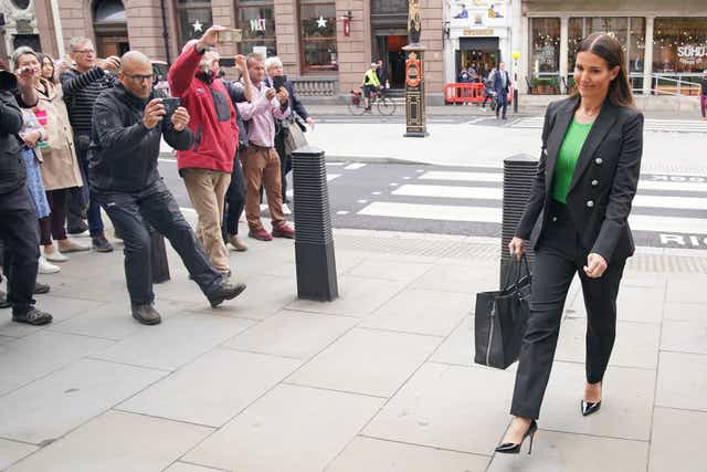 Rebekah Vardy arrives at the Royal Courts Of Justice (PA)