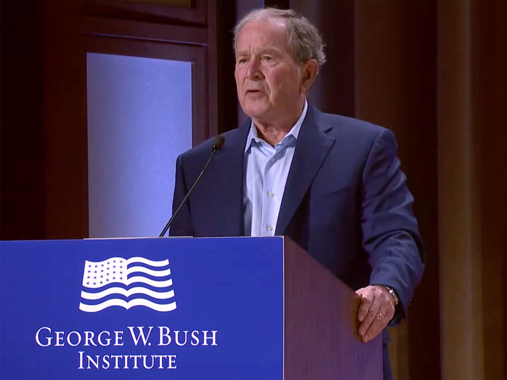 George W Bush accidentally condemns  ‘unjustified and brutal invasion of Iraq’ in Ukraine speech gaffe