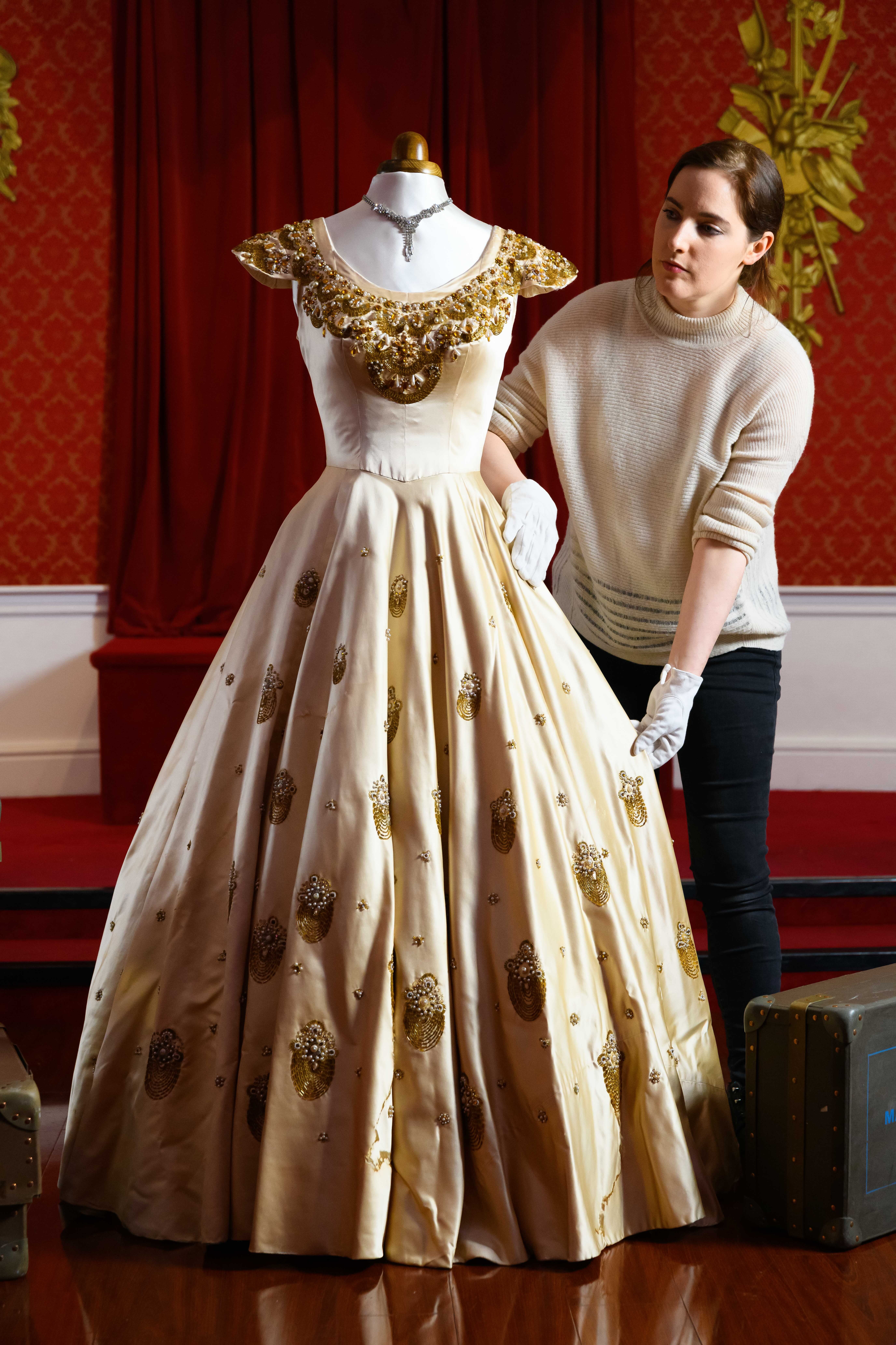 A copy of a Sir Norman Hartnell gown (Madame Tussauds/Jonathan Short/PA)