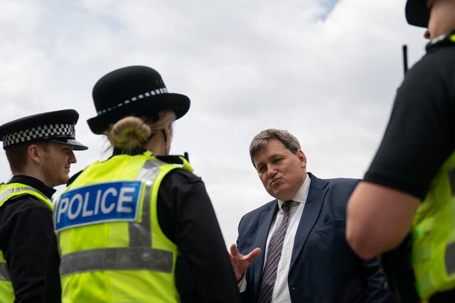 Minister for Crime and Policing, Kit Malthouse meets police officers in Peterborough (Joe Giddens/PA)