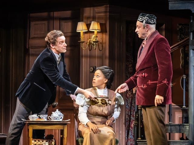 <p>Harry Hadden-Paton, Amara Okereke and Malcolm Sinclair in ‘My Fair Lady'</p>