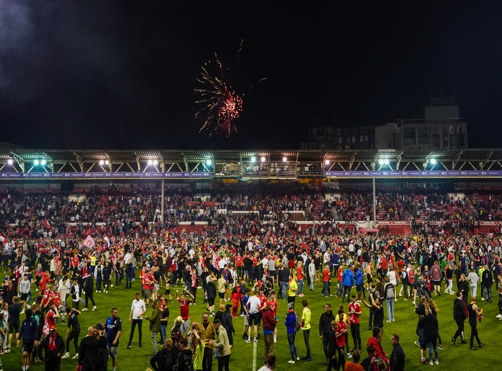 Nottingham Forest fans invaded the pitch after their side’s play-off victory over Sheffield United on Tuesday (Zac Goodwin/PA)