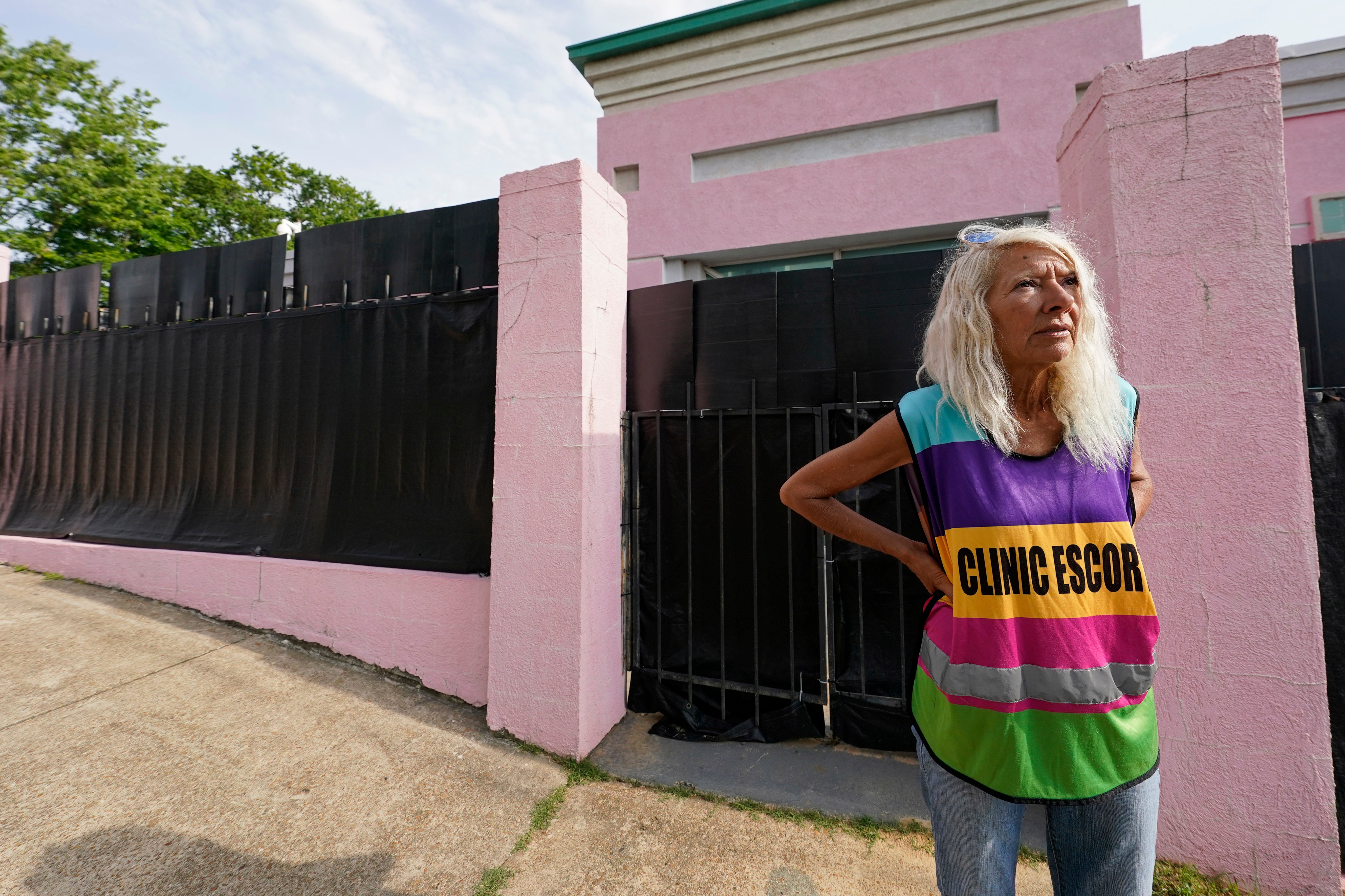 Derenda Hancock, co-organiser of the ‘Pink House Defenders’ stands outside the Jackson Women’s Health Organisation
