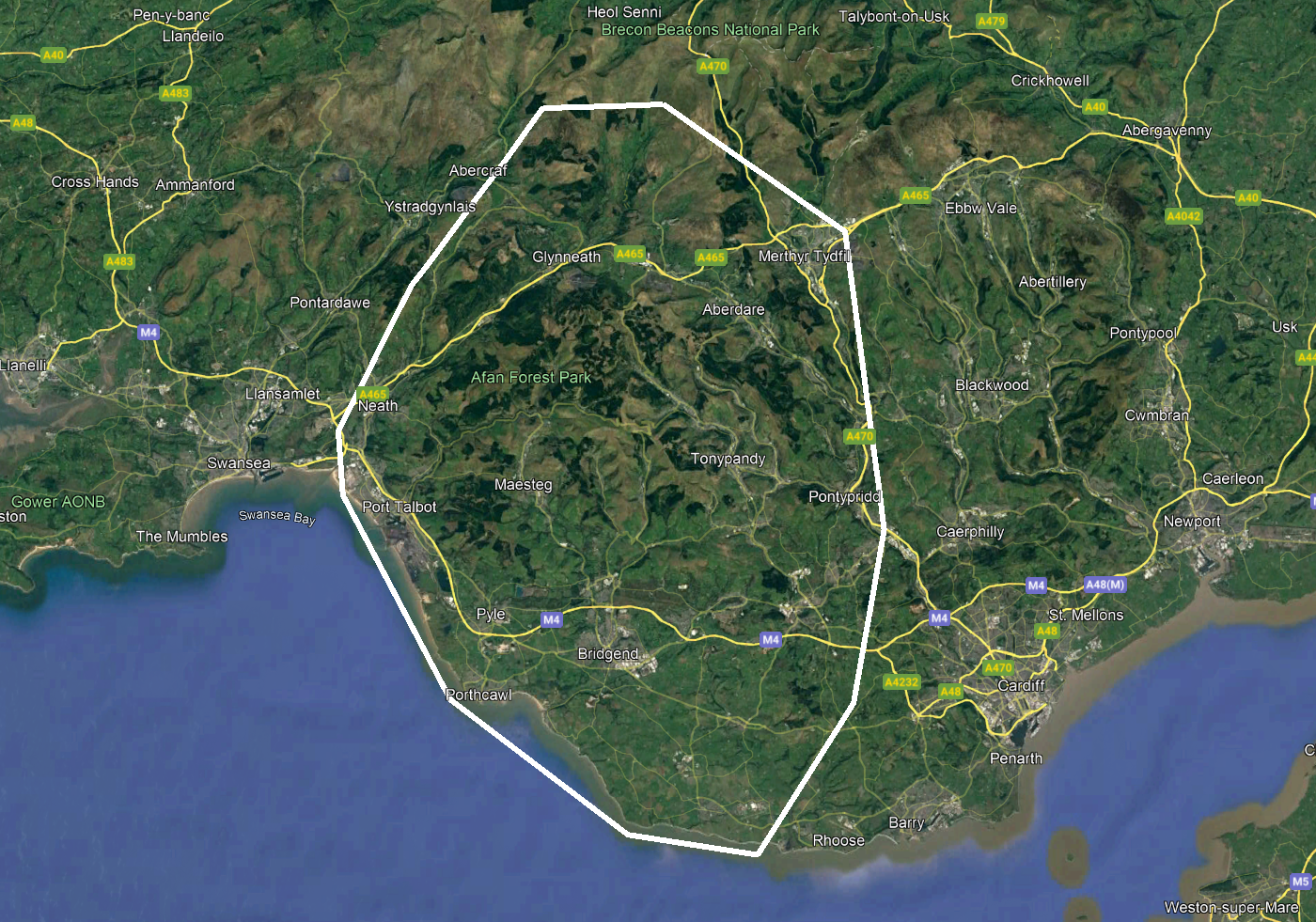 A map of the alleged fall area of the meteorite