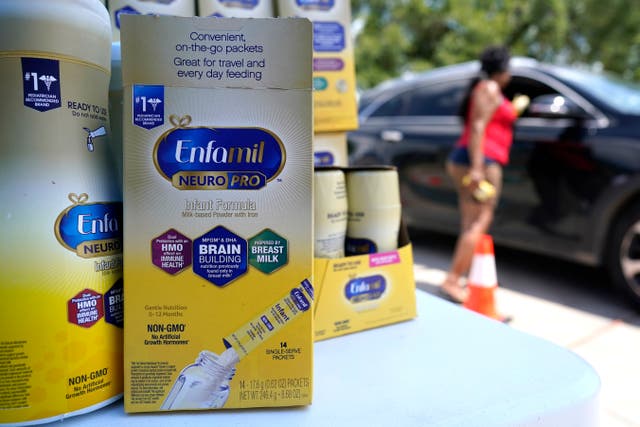 <p>People help distribute infant formula during a baby formula drive in Houston</p>