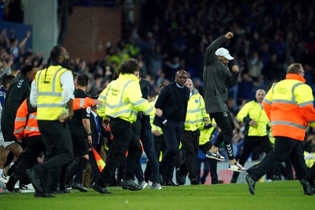 Crystal Palace manager Patrick Vieira reacts after full-time at Goodison Park (Peter Byrne/PA)
