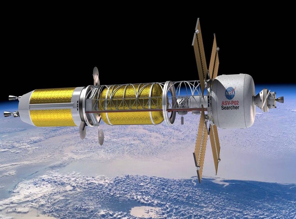 <p>Nasa concept art of a nuclear propulsion spacecraft</p>
