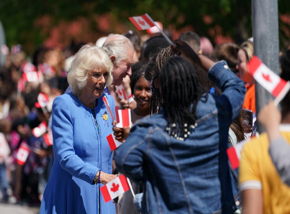 The Duchess of Cornwall has said women fleeing domestic abuse ‘have nothing to be ashamed of’ as she visited a refuge in Canada (Jacob King/PA)