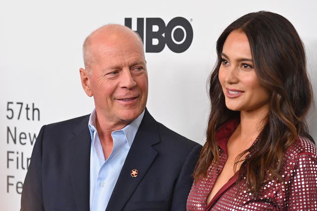 <p>Bruce Willis’s wife Emma Heming has admitted she is struggling after her husband was diagnosed with aphasia</p>