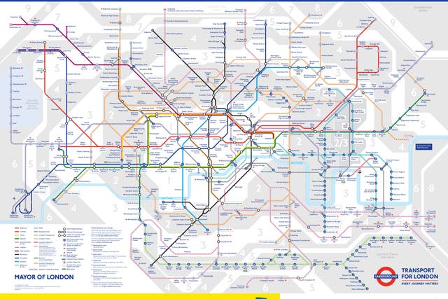 <p>The new look tube map with Elizabeth Line in purple</p>
