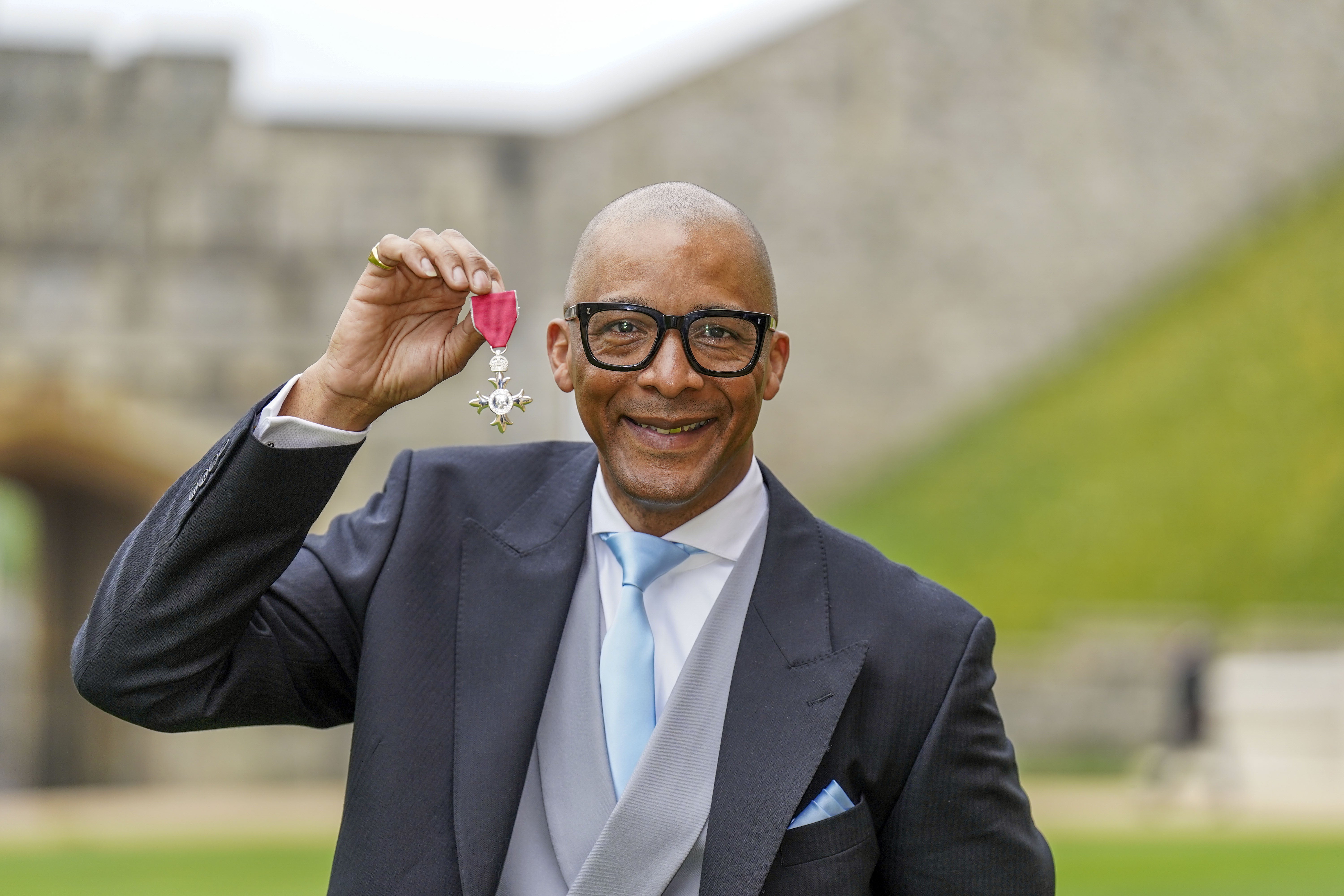 Jay Blades with his MBE awarded by Prince of Wales during an investiture ceremony at Windsor Castle (Steve Parsons/PA)