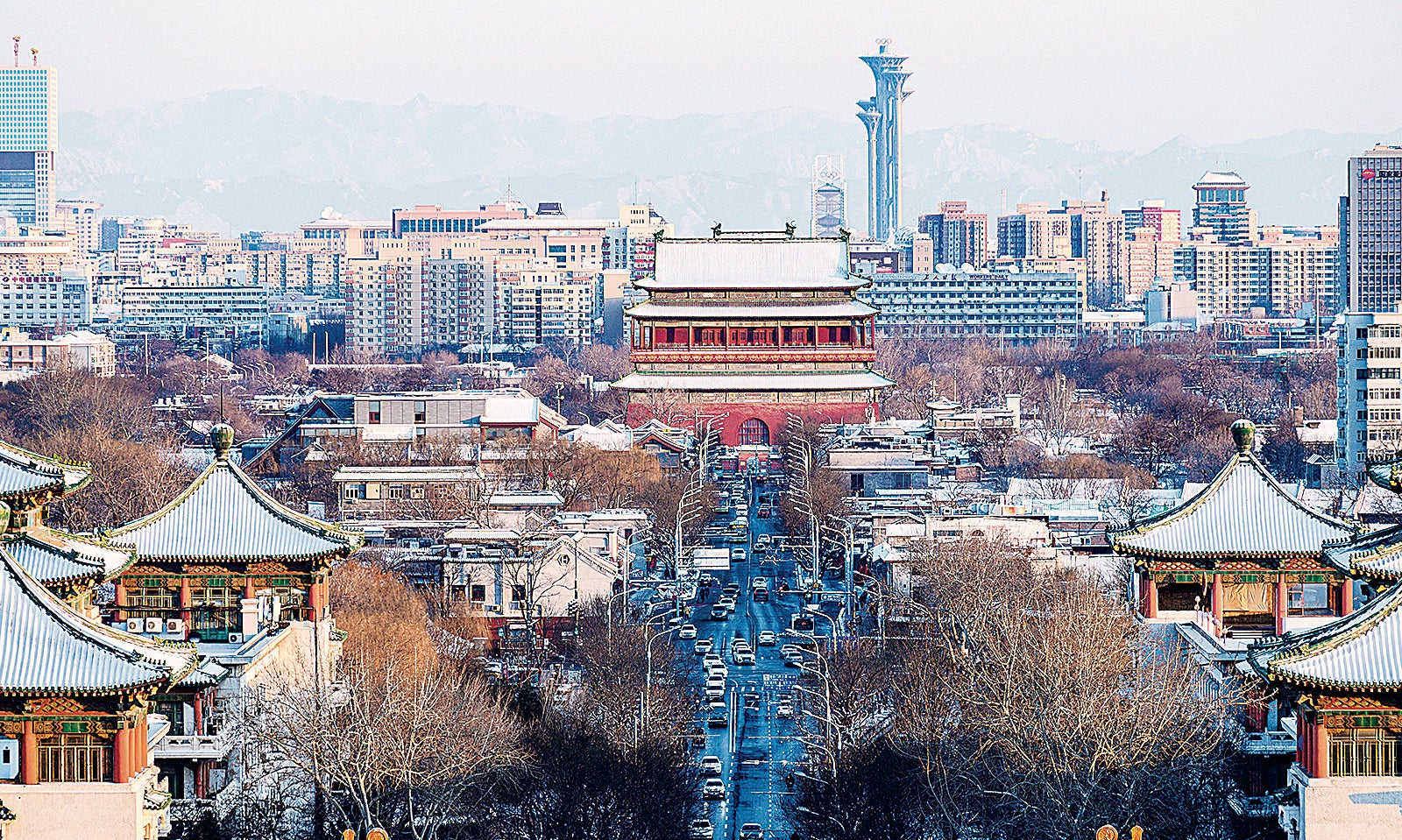 The central axis stretches 4.8 miles through the Chinese capital