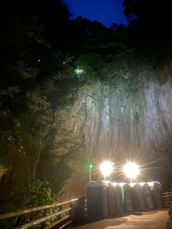 The man slipped atop a 100ft cliff at the Devil’s Arse cave