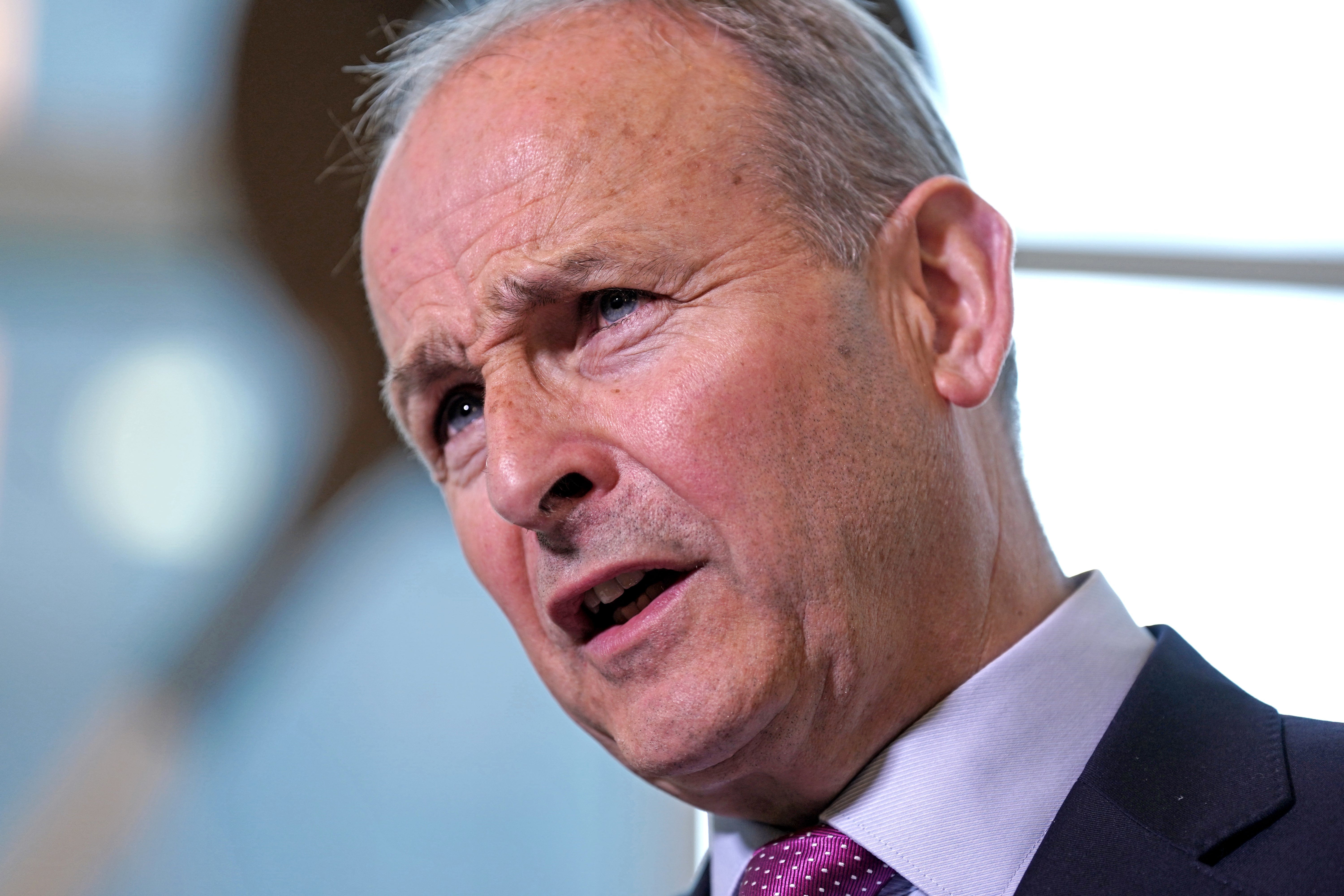 Taoiseach Micheal Martin speaks to the media at the Grand Central Hotel during his visit to Belfast for NI protocol talks with Stormont leaders and meet business representatives (Brian Lawless/PA)