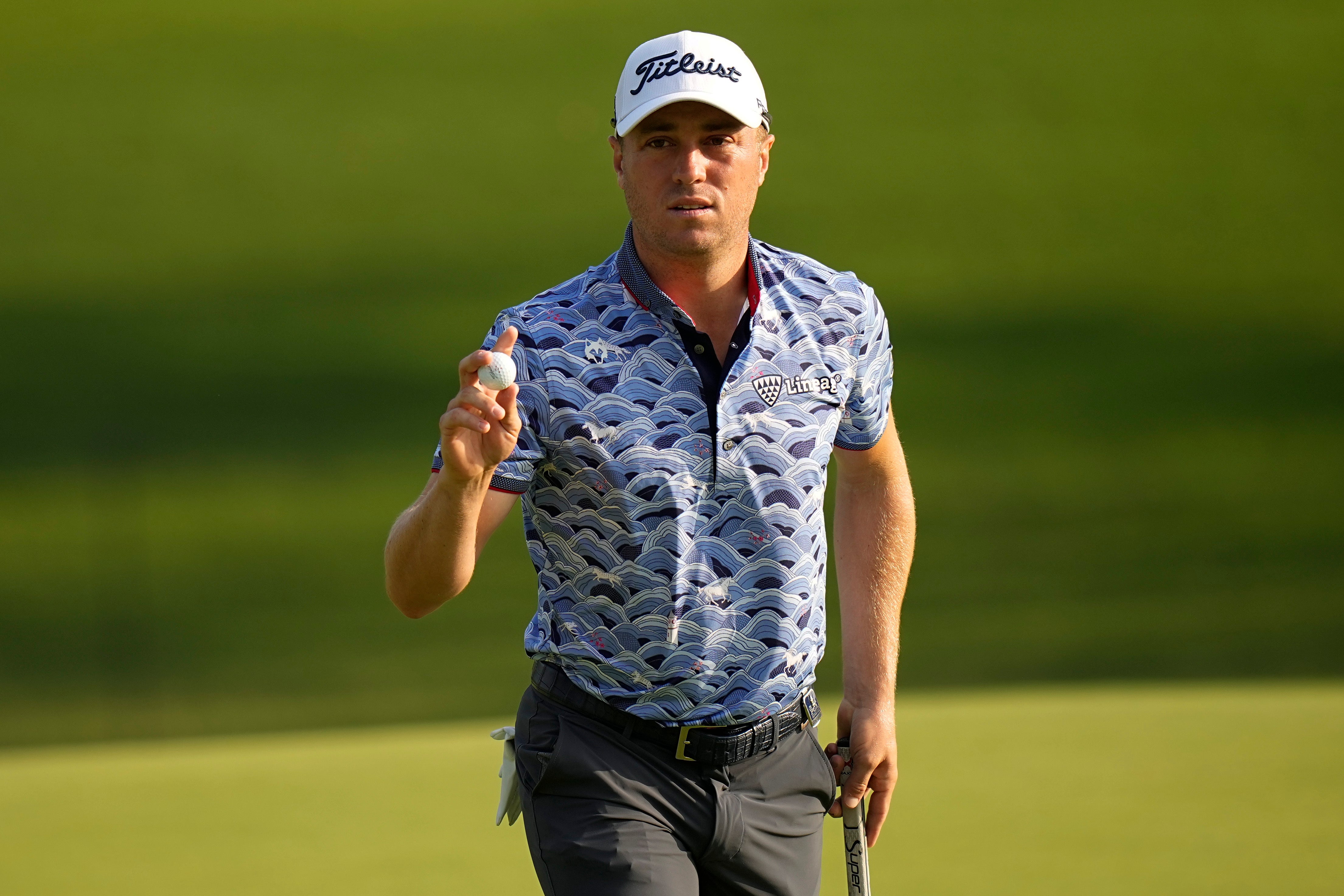 Justin Thomas set the early clubhouse target on day two of the US PGA Championship (Eric Gay/AP)
