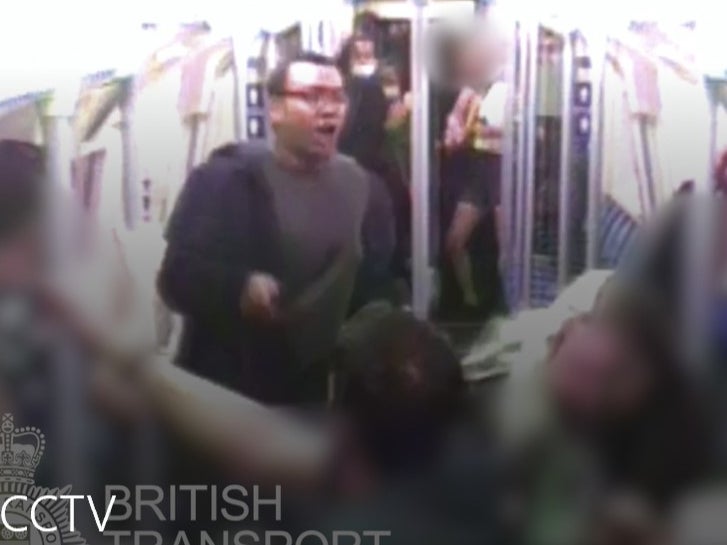 CCTV showed Morgan launching the unprovoked attack that caused passengers to flee in terror