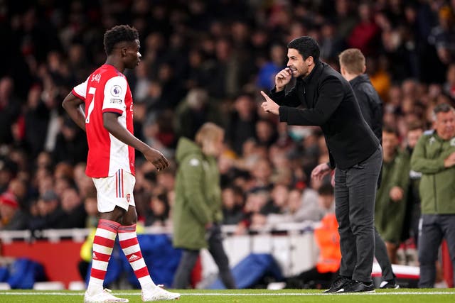 Mikel Arteta says Arsenal attacker Bukayo Saka needs a rest this summer (Zac Goodwin/PA)