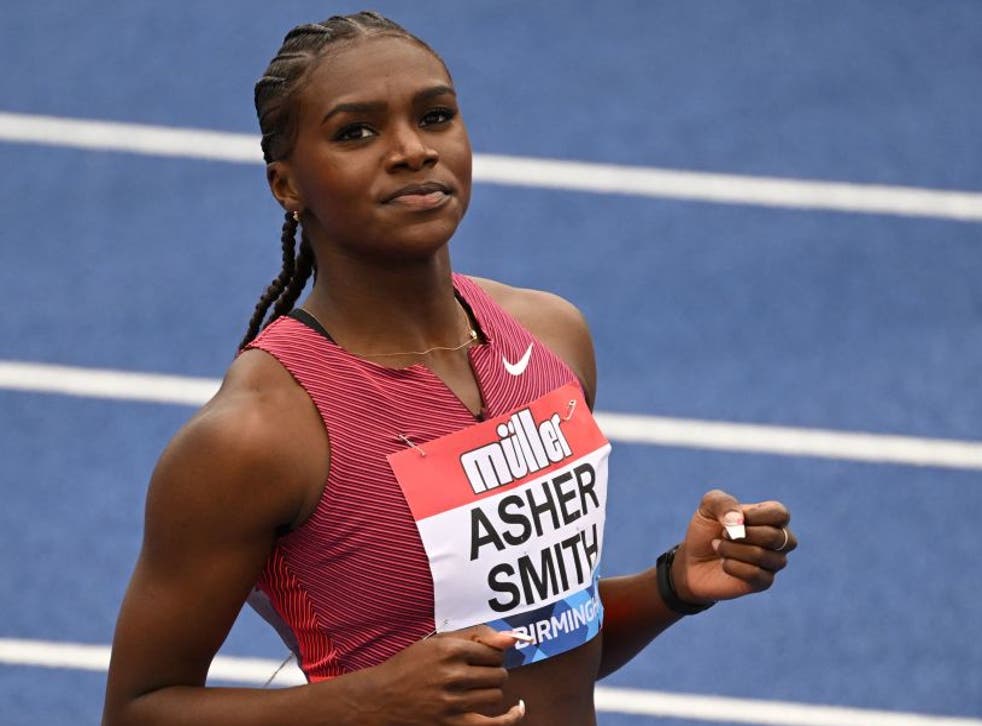 <p>Dina Asher-Smith wins the 100m</p>