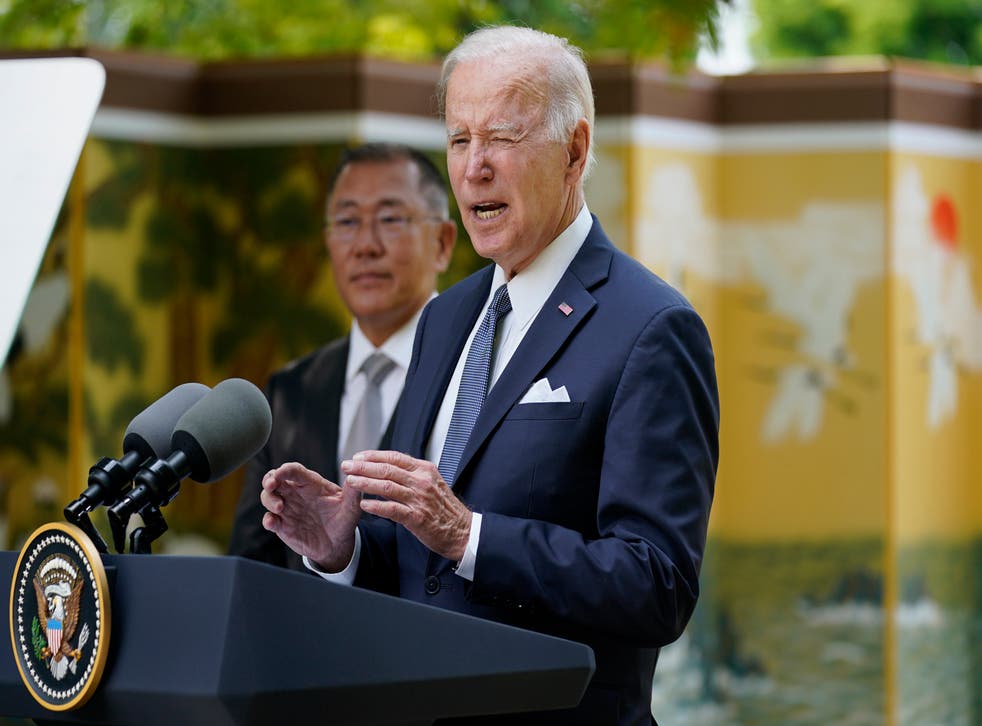 <p>Joe Biden speaking yesterday in Seoul, South Korea </p>