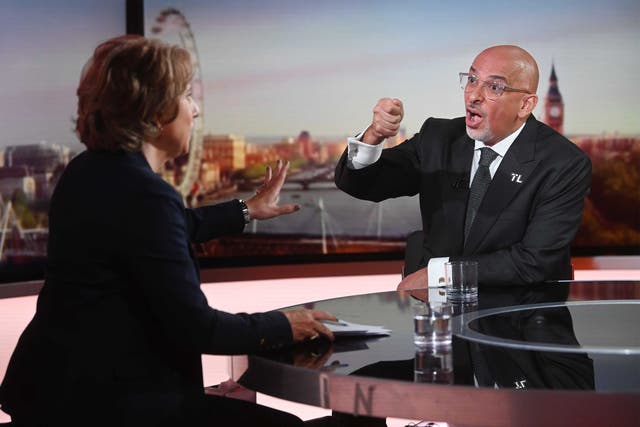 Nadhim Zahawi being interviewed by Jo Coburn on the BBC One current affairs programme Sunday Morning (Jeff Overs/BBC/PA)