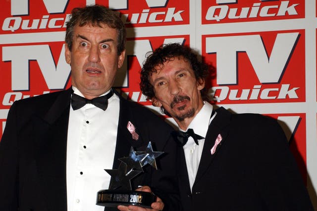 <p>John Challis (left) who played Boycie and Patrick Murray who played Mickey Pearce in Only Fools and Horses (Yui Mok/PA)</p>