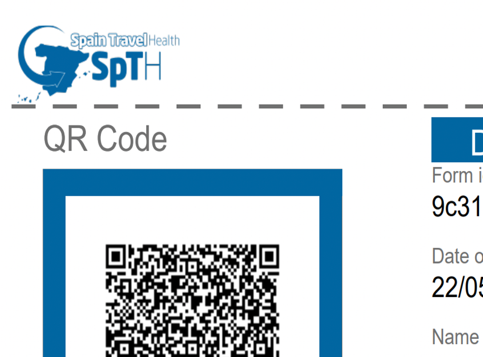 <p>Admission pass: QR code for unvaccinated British travellers to Spain</p>
