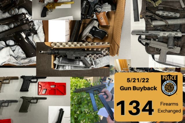 <p>A selection of guns received by Sacramento police </p>