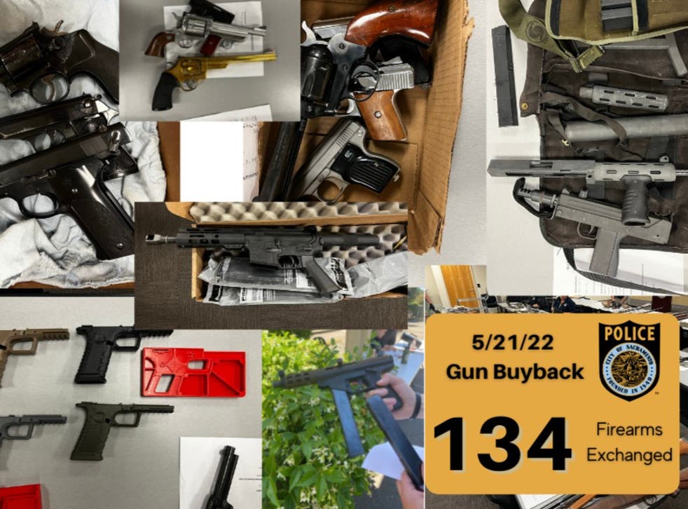 <p>A selection of guns received by Sacramento police </p>
