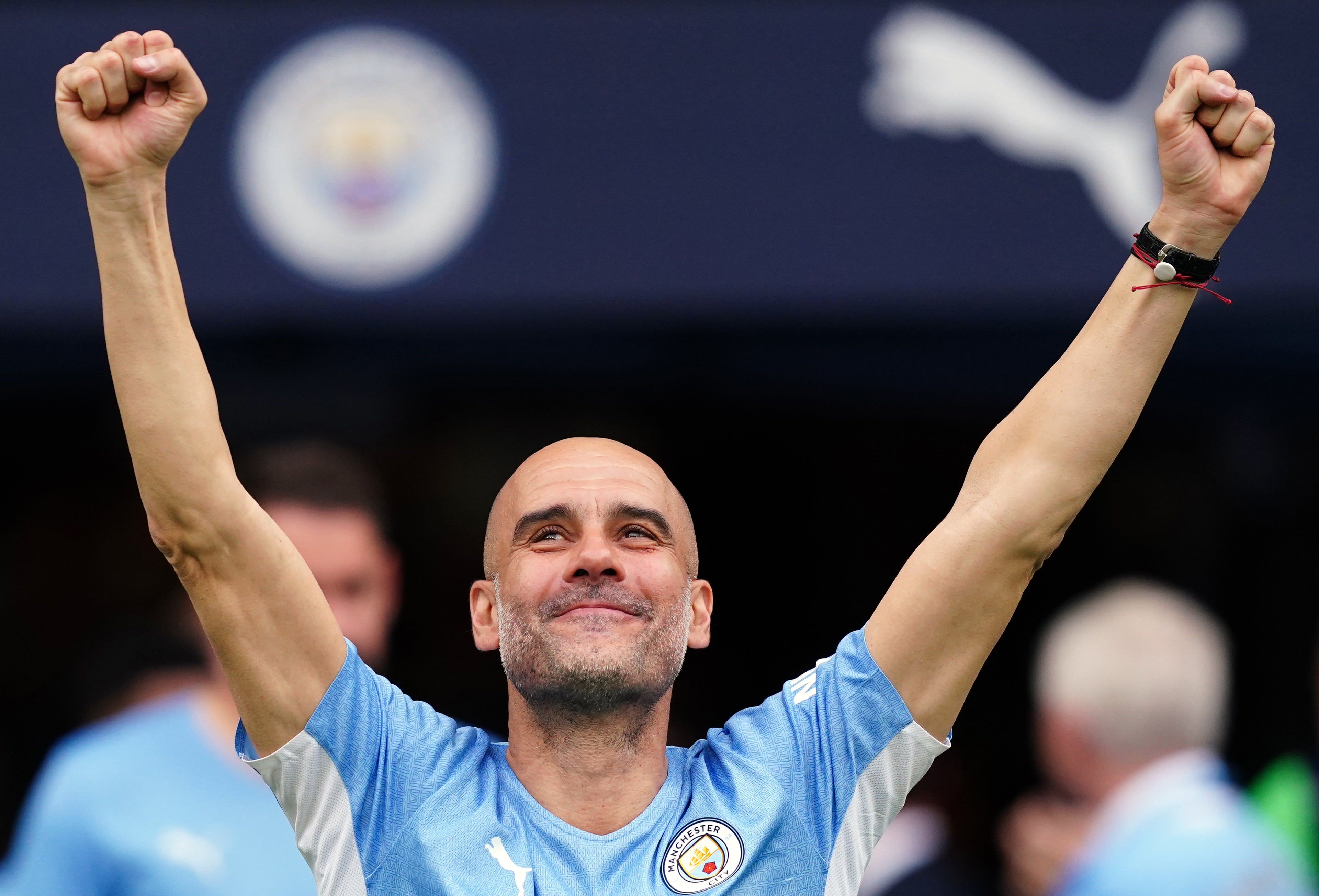 Pep Guardiola’s Manchester City are champions (Martin Rickett/PA)