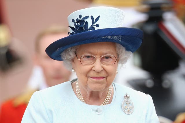 <p>The Queen during the 2014 Trooping the Colour parade</p>